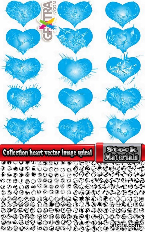 Collection heart vector image spiral silhouette logo icon Blob 25 EPS