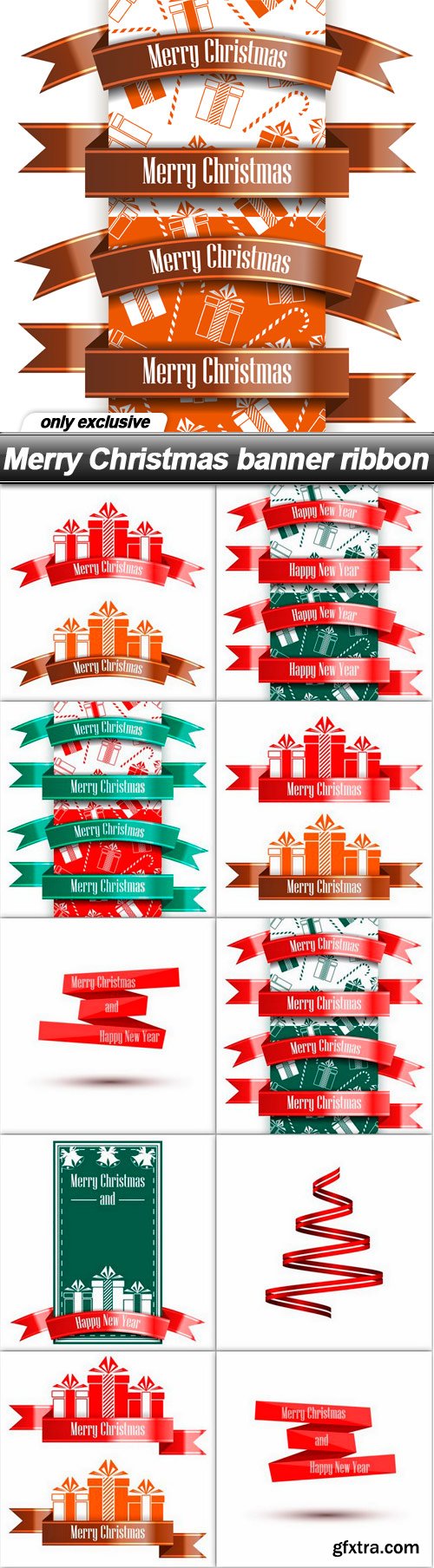 Merry Christmas banner ribbon - 11 EPS