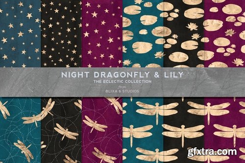CM - Rose Gold Night Dragonfly Patterns 347598