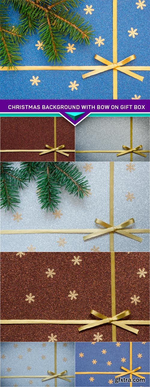 Christmas background with bow on gift box 7x JPEG