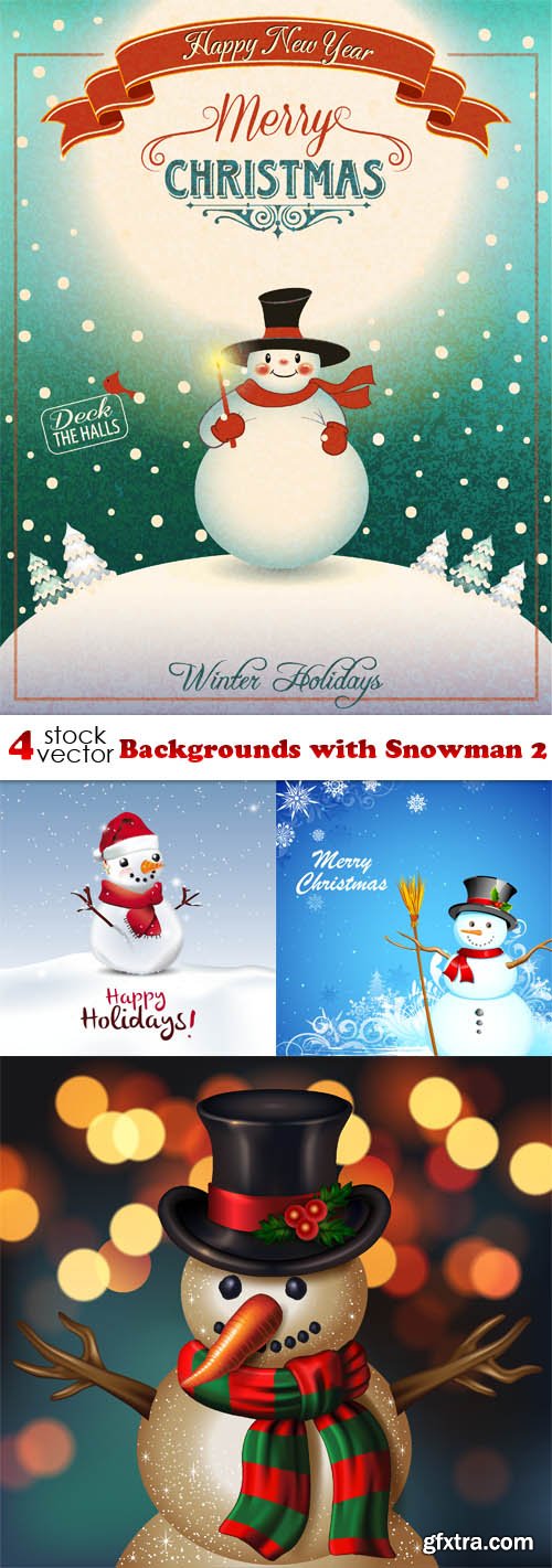 Vectors - Backgrounds with Snowman 2