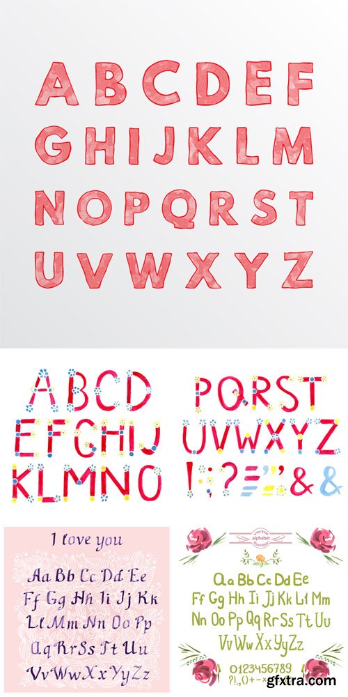 Watercolor Fonts Vector Set