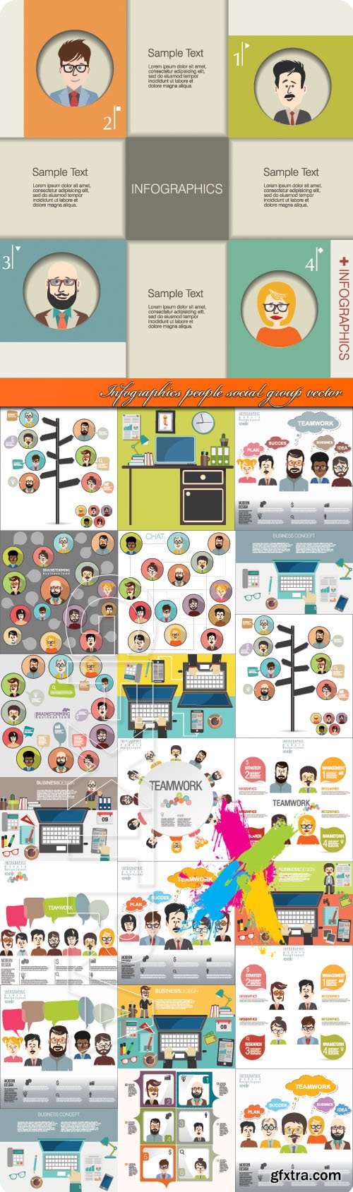 Infographics people social group vector
