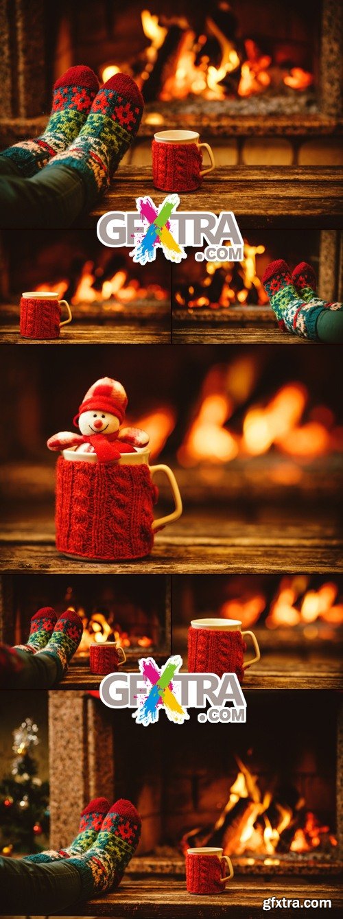 Stock Photo - Christmas Fireplace