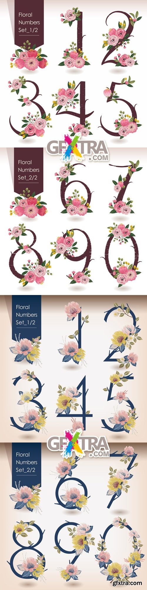 Floral Numbers Vector