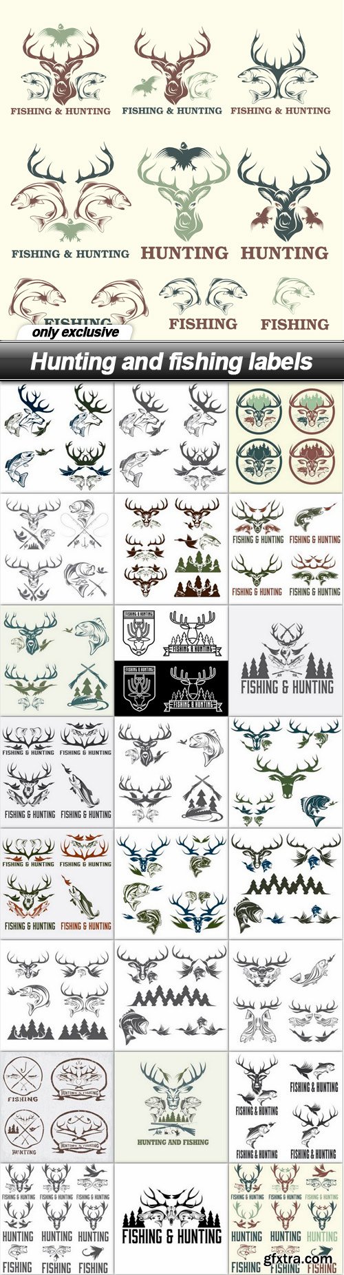 Hunting and fishing labels - 25 EPS