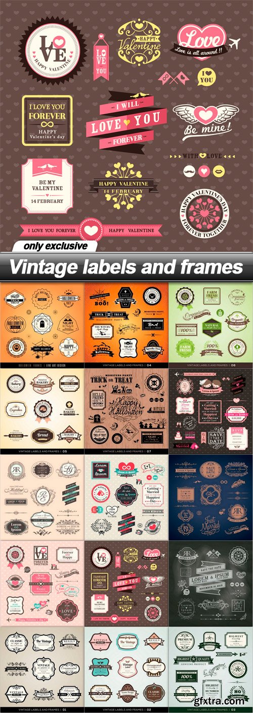 Vintage labels and frames - 15 EPS