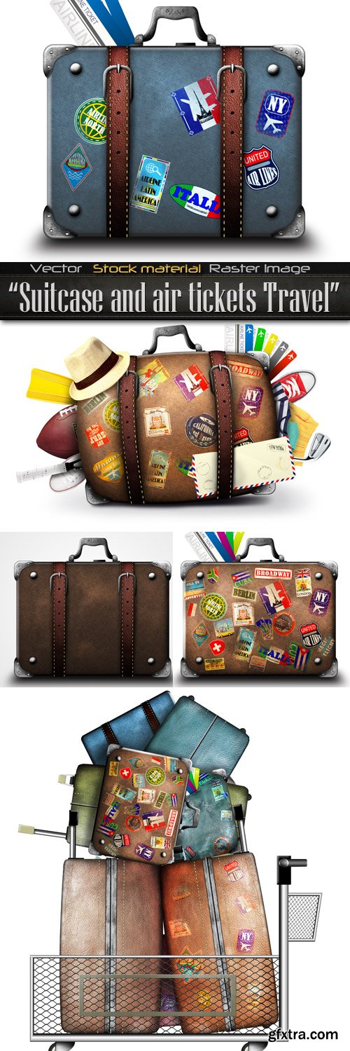 Suitcase and air tickets Travel