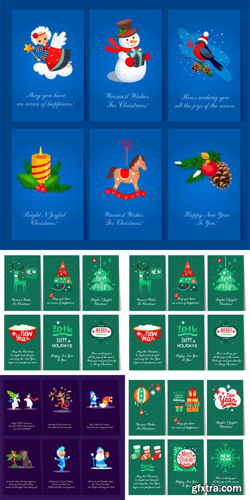 Set of Christmas greeting cards