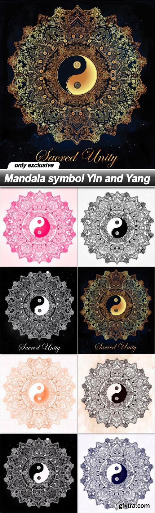 Mandala symbol Yin and Yang - 8 EPS