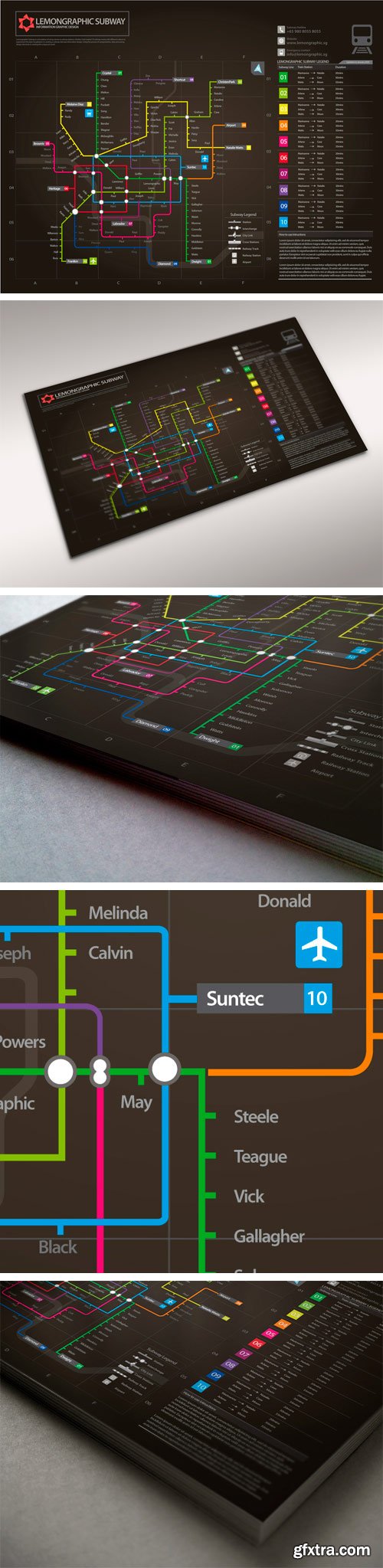 CreativeMarket - Neon Subway Map Information Design 143801