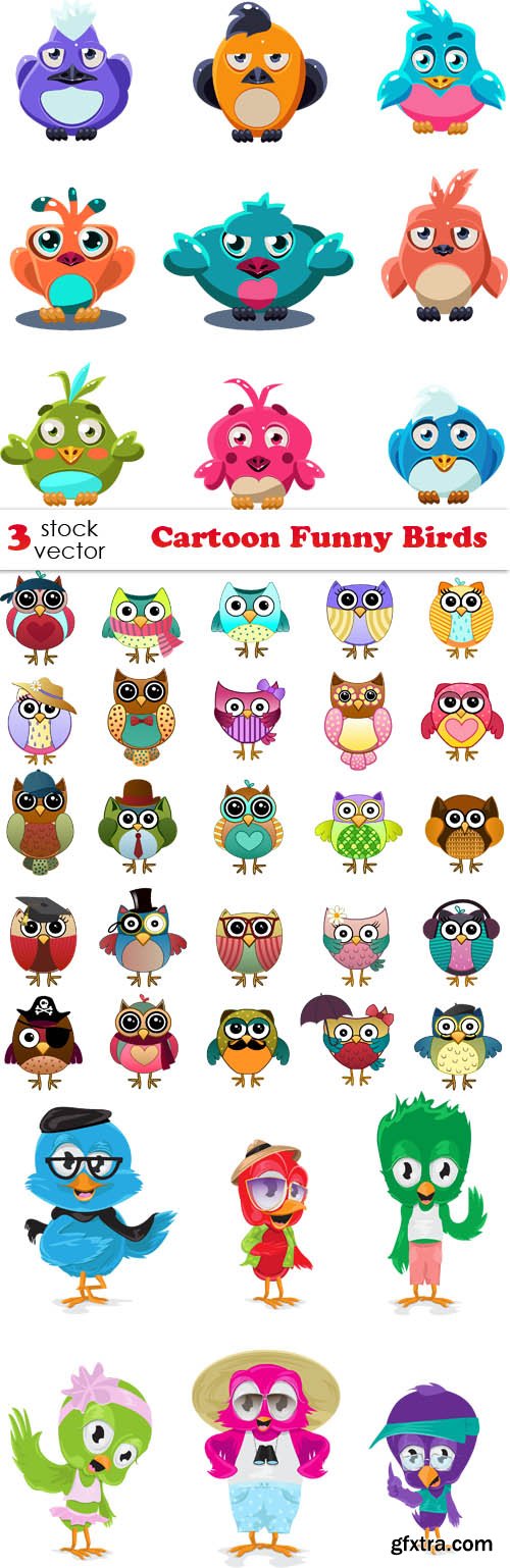 Vectors - Cartoon Funny Birds