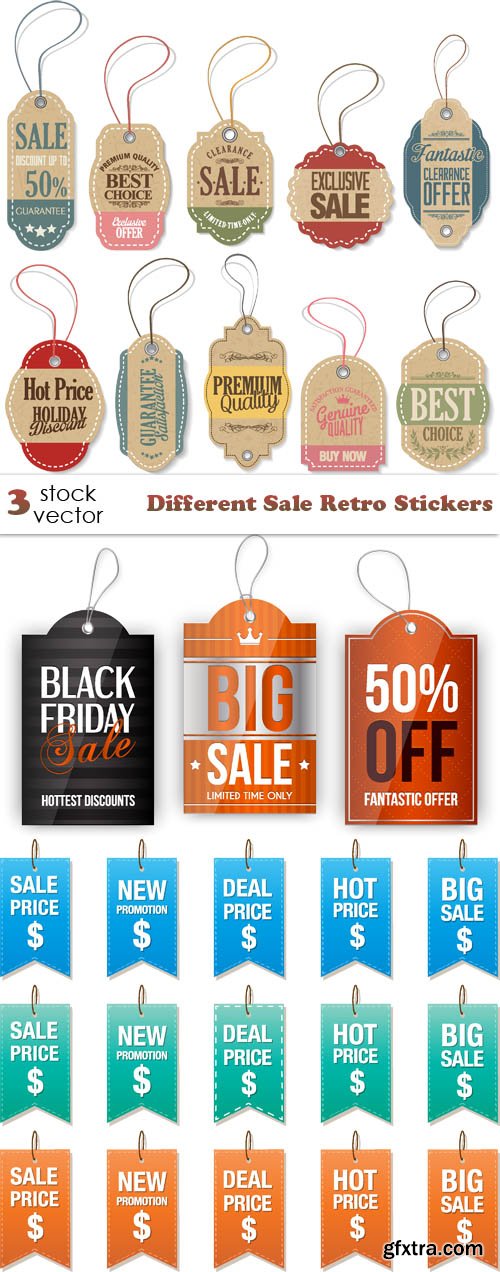 Vectors - Different Sale Retro Stickers