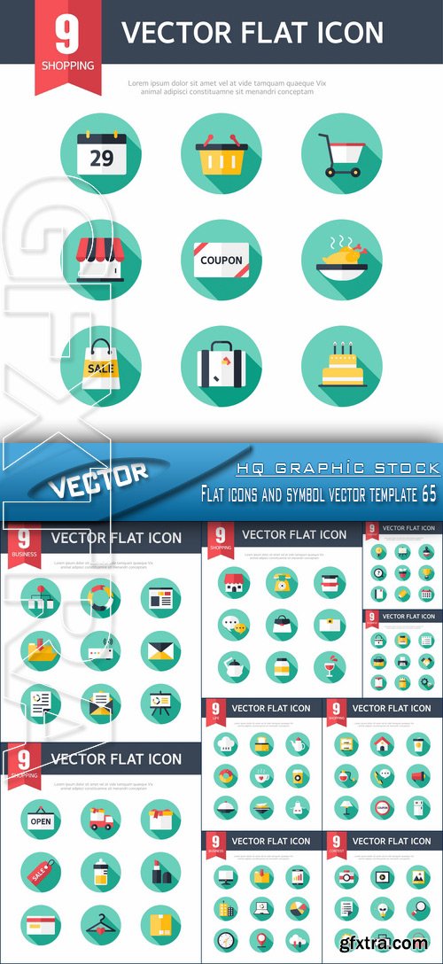 Stock Vector - Flat icons and symbol vector template 65