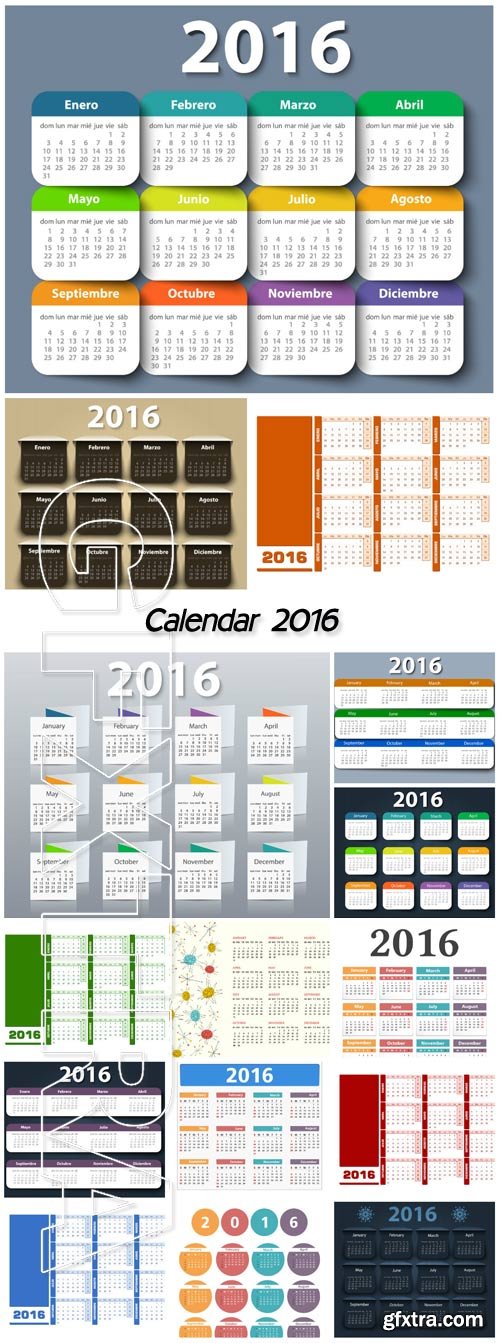 Calendar 2016, vector new year