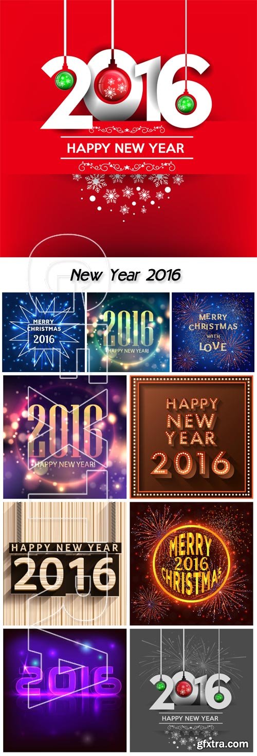 New Year 2016, vector holiday backgrounds