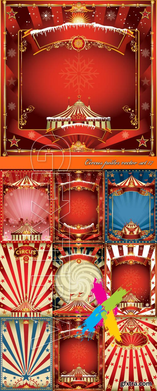 Circus poster vector set 17