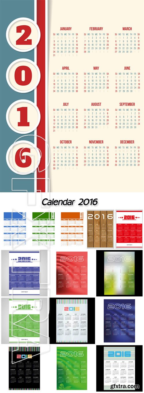 Calendar 2016 year vector design template