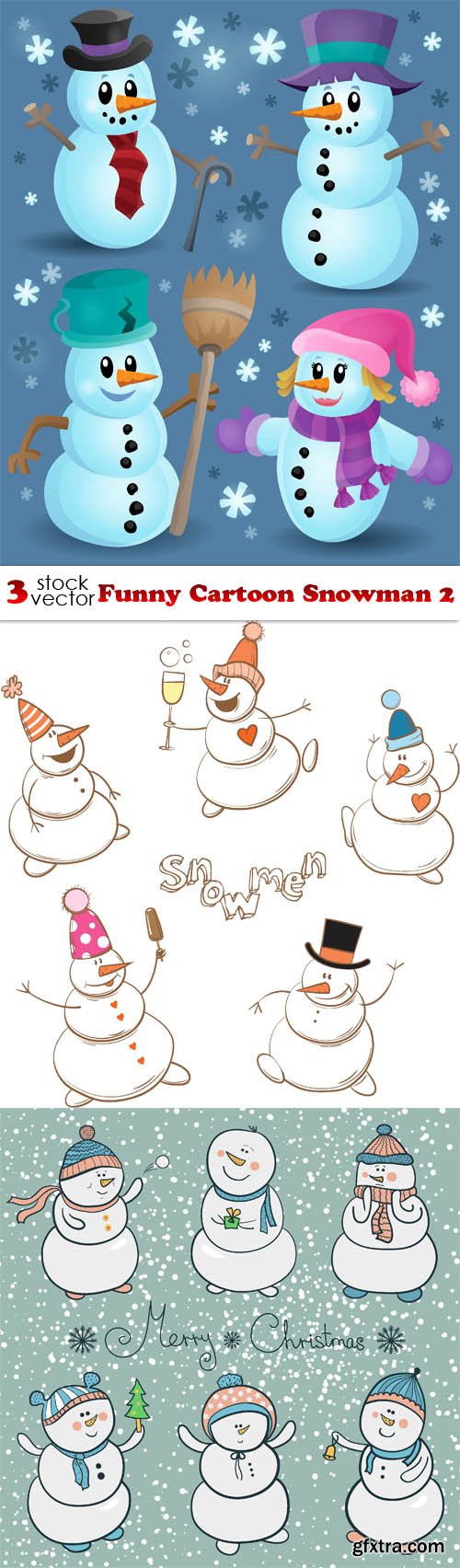 Vectors - Funny Cartoon Snowman 2