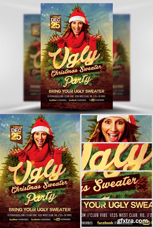 Ugly Sweater Christmas Flyer Template