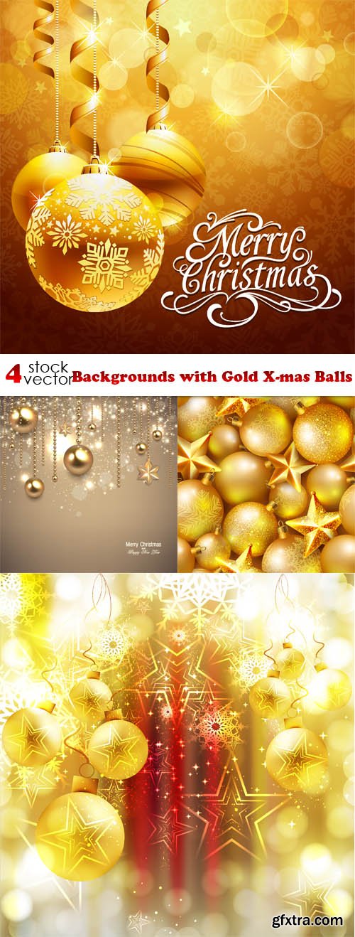 Vectors - Backgrounds with Gold X-mas Balls