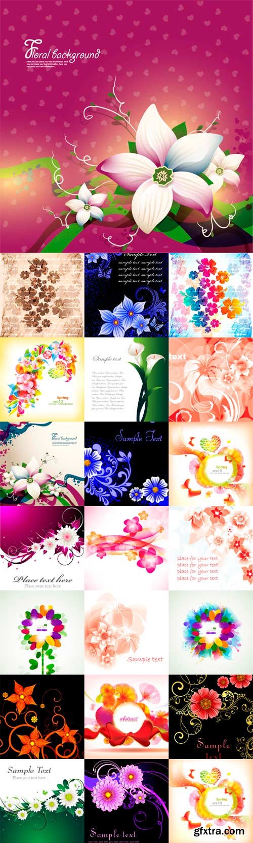Vector beautiful flowers backgrounds - 2