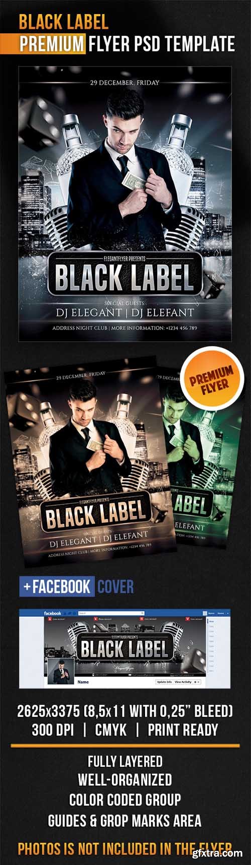 Black Label – Flyer PSD Template + Facebook Cover