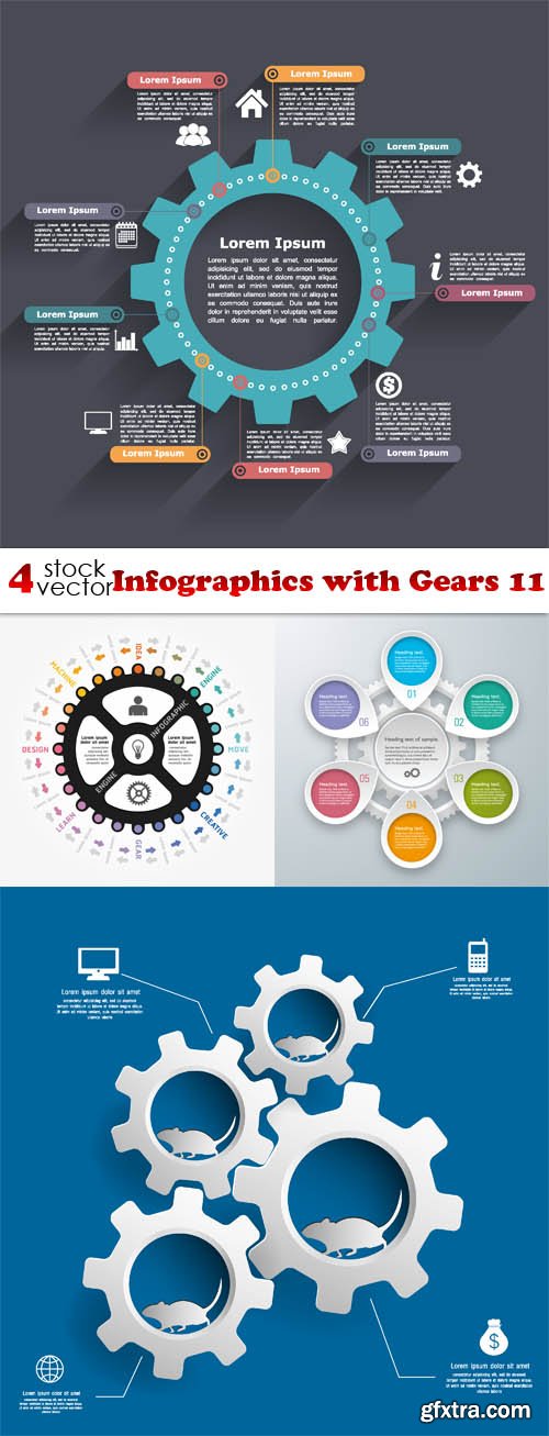Vectors - Infographics with Gears 11