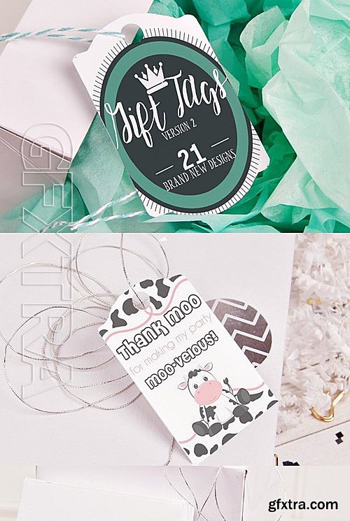 CM - 21 Gift Tags TWO FLAT Mockups 457477