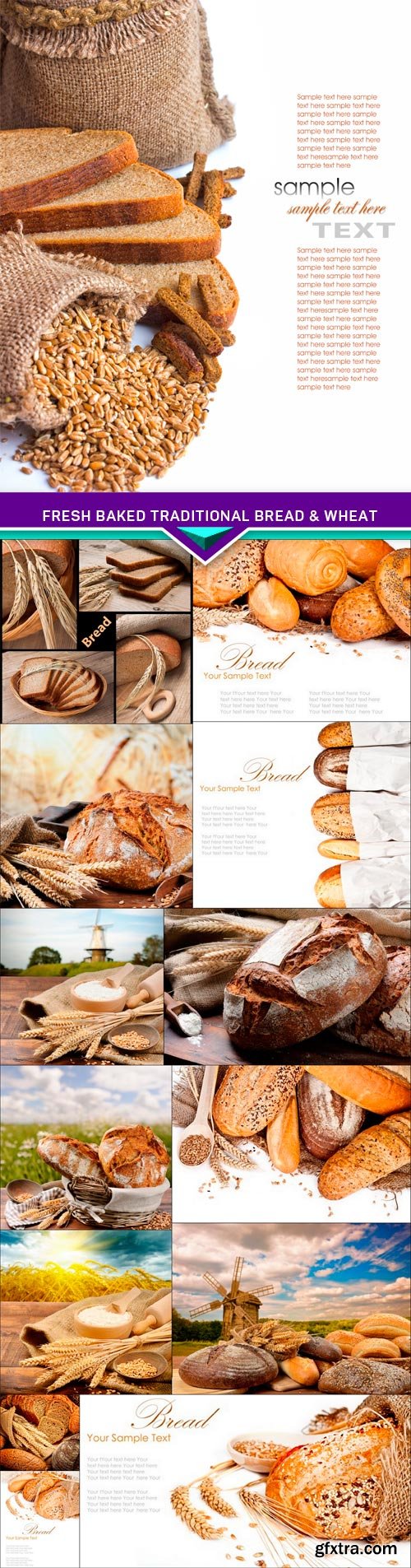 Fresh baked traditional bread & wheat 14x JPEG