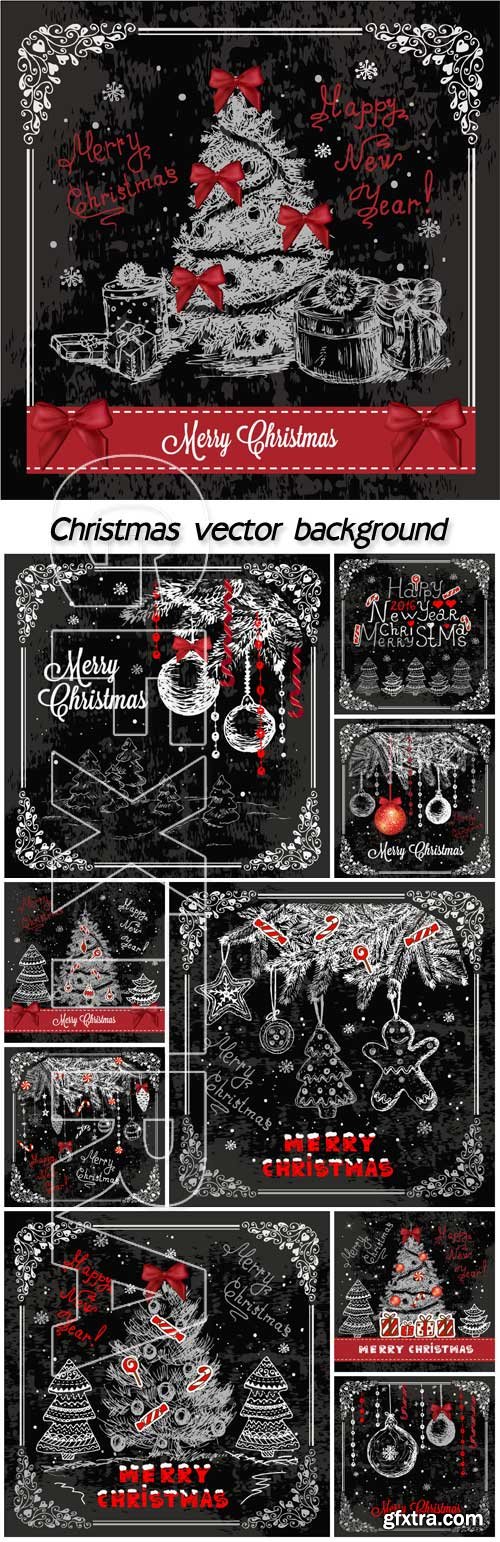 Christmas vector background with drawing elements