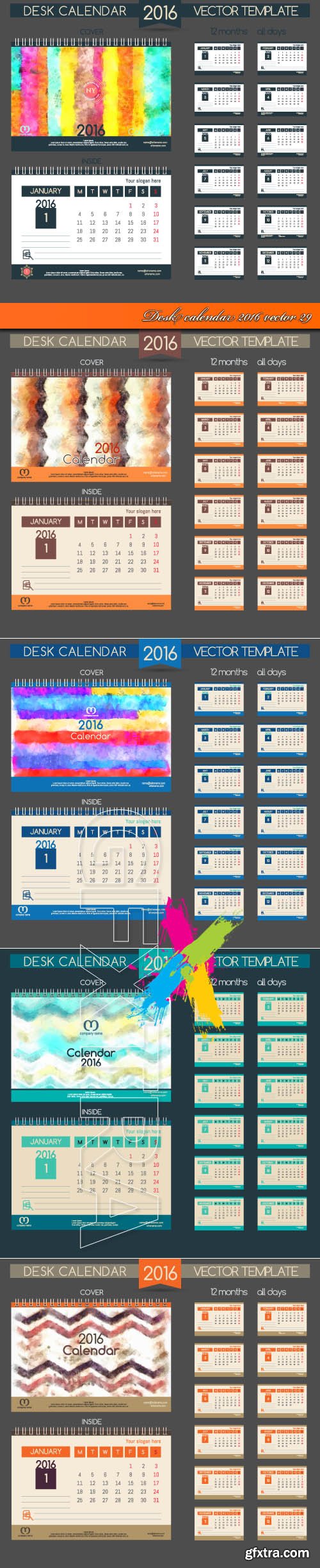 Desk calendar 2016 vector 29