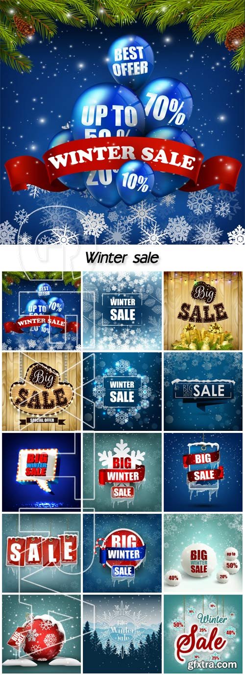 Winter sale, vector Christmas backgrounds
