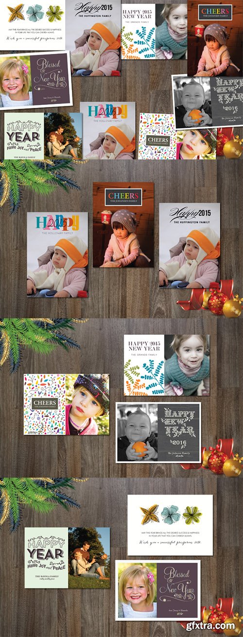 CreativeMarket 9 New Year Cards Templates 459034