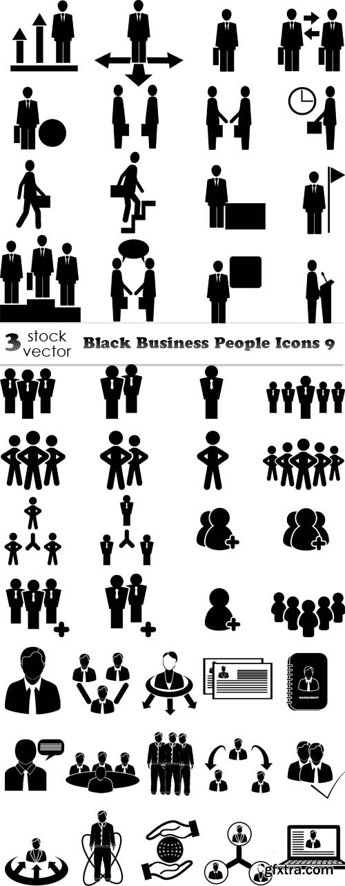 Vectors - Black Business People Icons 9