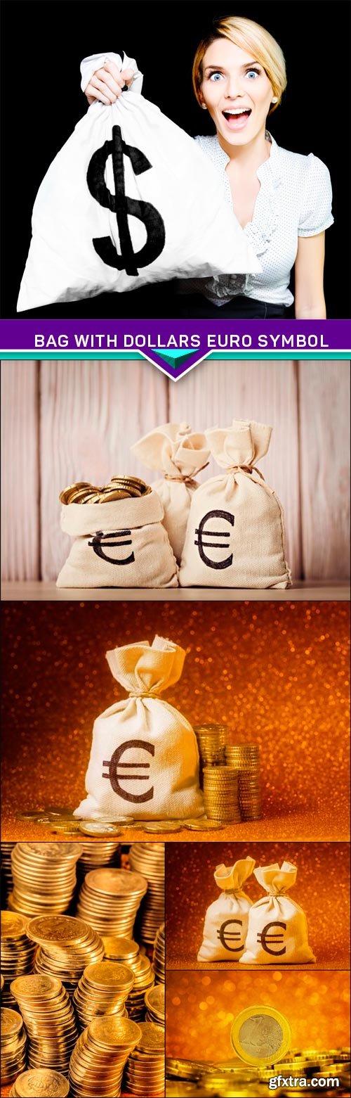 Bag with dollars euro symbol 6x JPEG