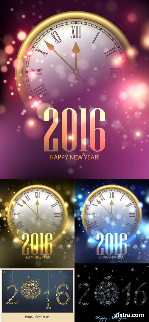 5 Vector 2016 Happy New Year Backgrounds
