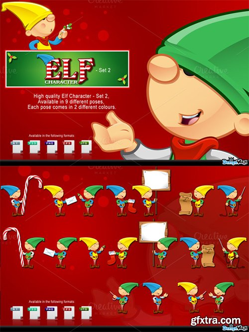 Creativemarket Elf Mascot - Set 2 15451