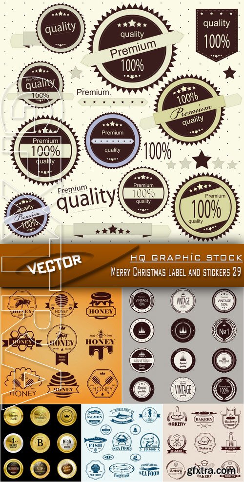 Stock Vector - Merry Christmas label and stickers 29