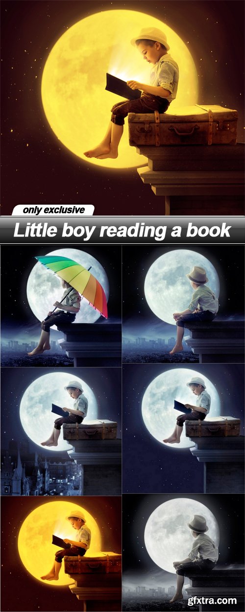 Little boy reading a book - 6 UHQ JPEG
