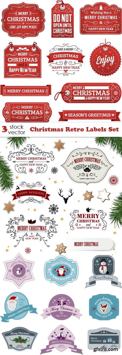 Vectors - Christmas Retro Labels Set