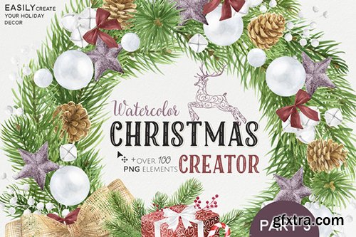 Creativemarket Watercolor Christmas Creator Pack #3 461776