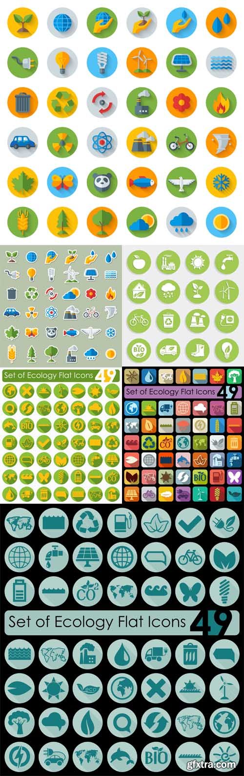 Set of Green Ecology Flat Icons