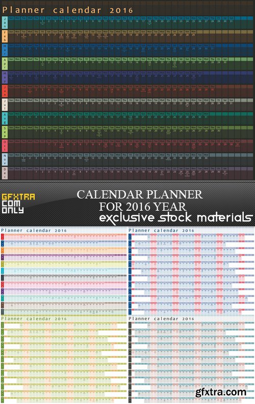 Calendar Planner for 2016 Year - 5 EPS