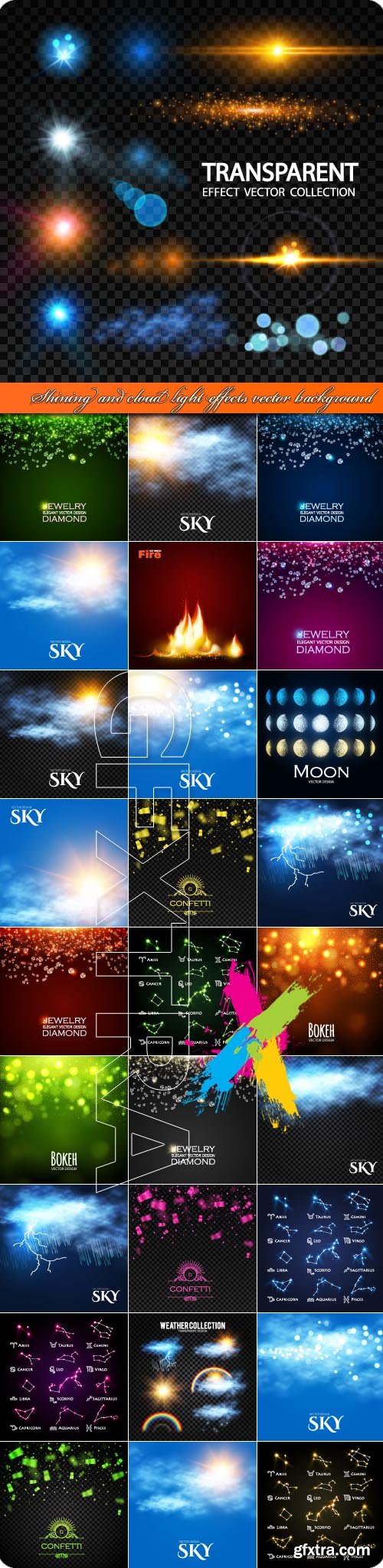Shining and cloud light effects vector background