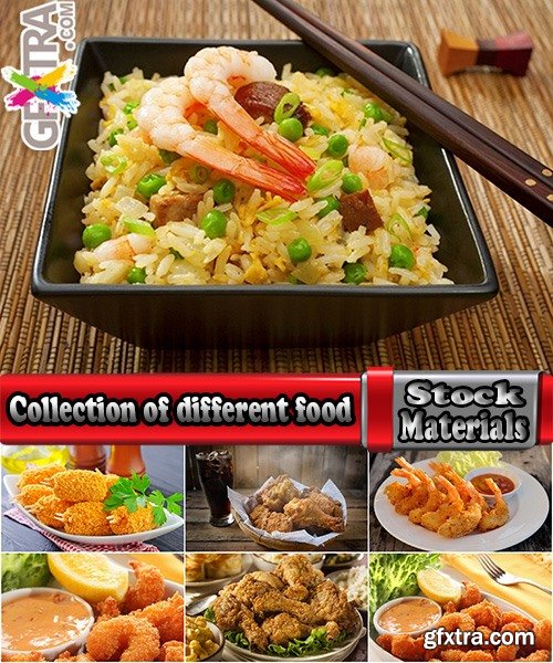 Collection of different food pancake fried chicken BBQ chicken fried potatoes 25 HQ Jpeg