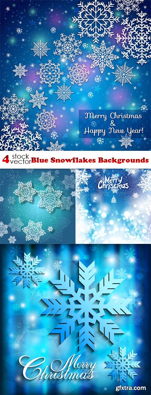 Vectors - Blue Snowflakes Backgrounds