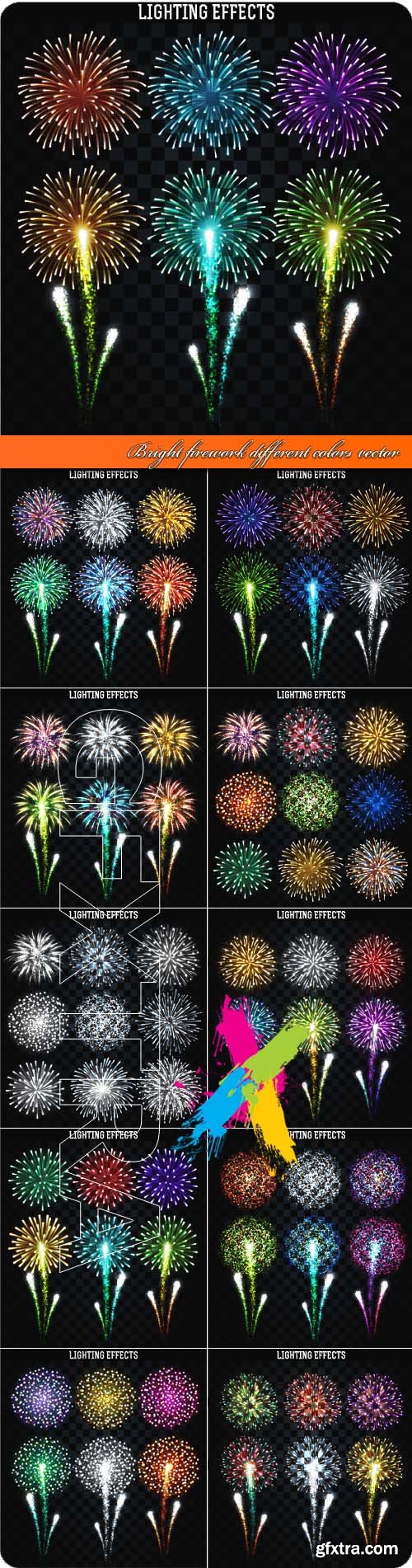 Bright firework different colors vector