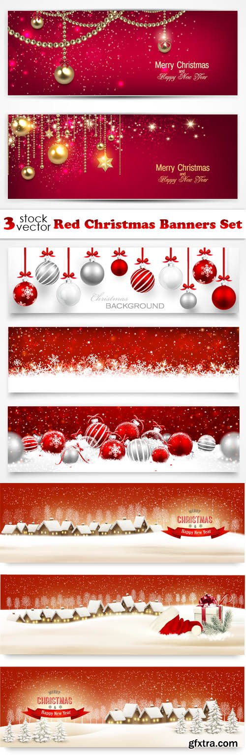 Vectors - Red Christmas Banners Set