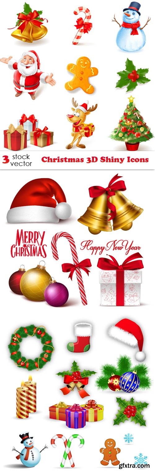 Vectors - Christmas 3D Shiny Icons